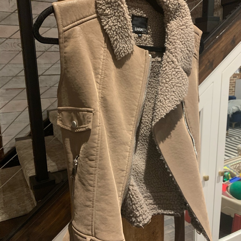 Barneys Originals Faux Leather Sherpa lined Vest